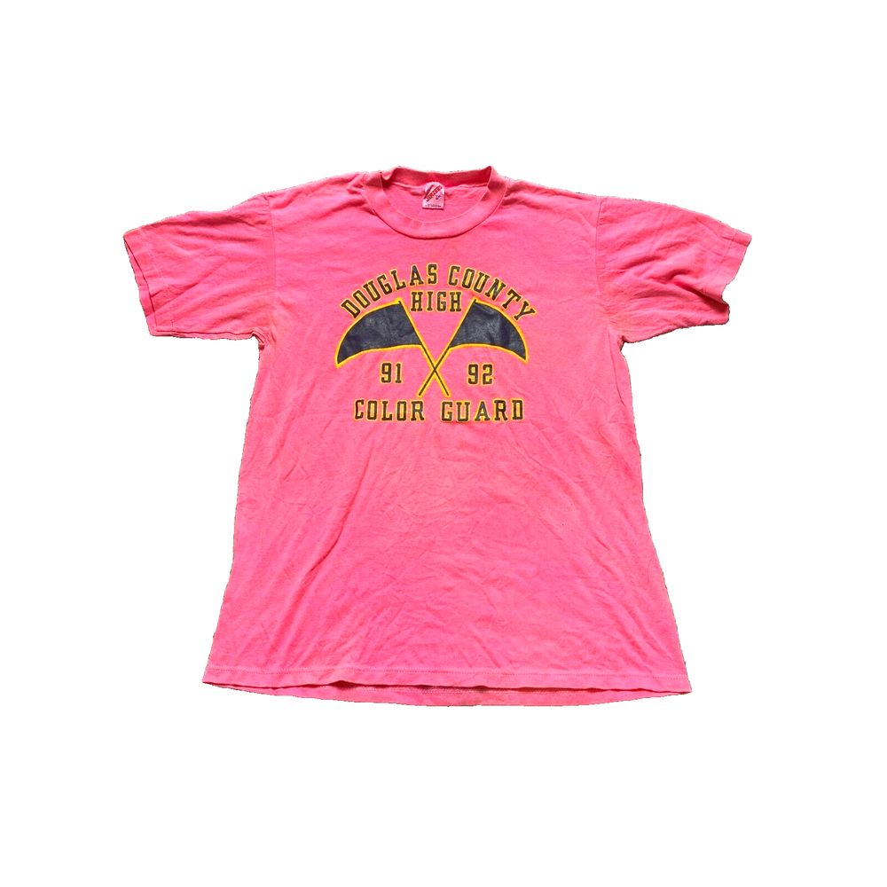 Vtg Douglas County High School Shirt Womens Large Pink Color Guard 90s Usa Lady